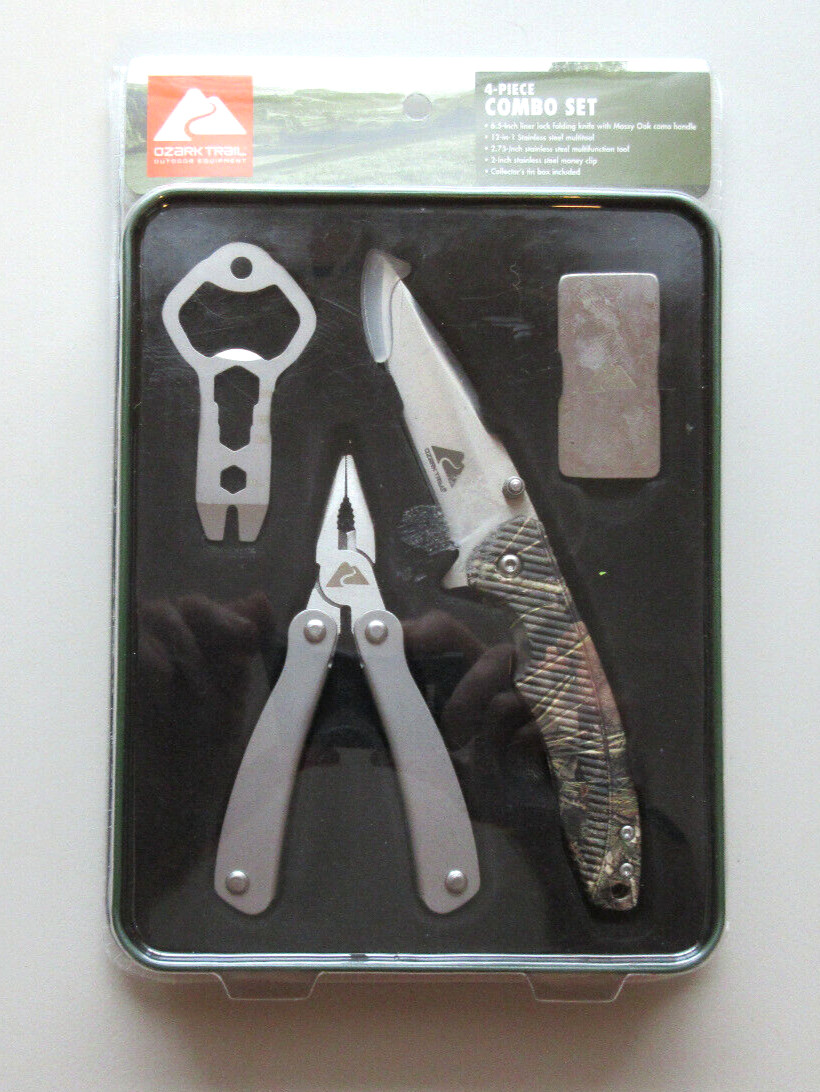 Ozark Trail Outdoor Equipment Camping Fishing Multitool Knife 4 Piece Combo Set