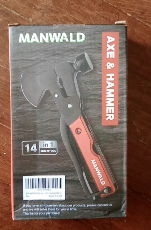 14-IN-1 MULTI-TOOL MANWALD CAMPING HATCHET AXE KNIFE HAMMER PLIERS POCKET TOOL
