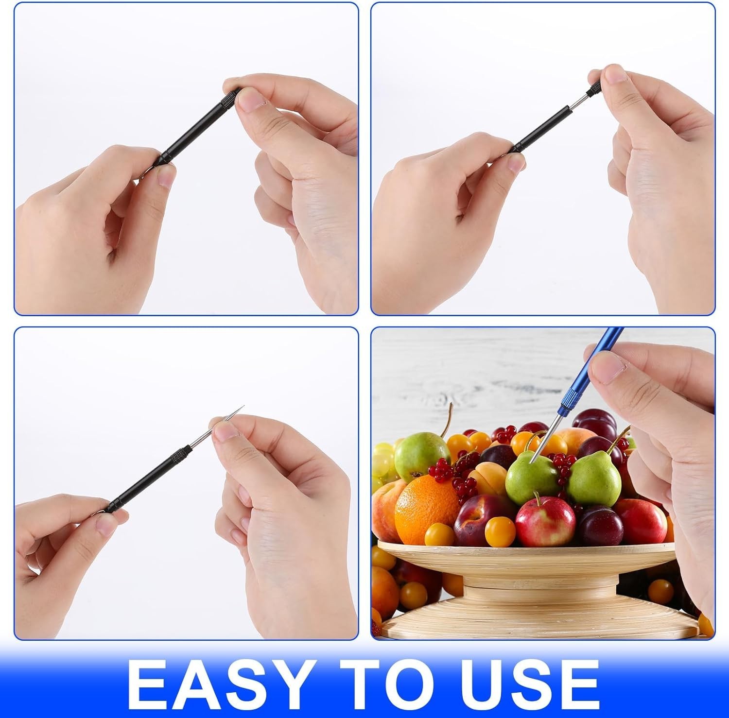 6PCS Portable Metal Titanium Toothpicks Reusable with Keychain for Travel Campin