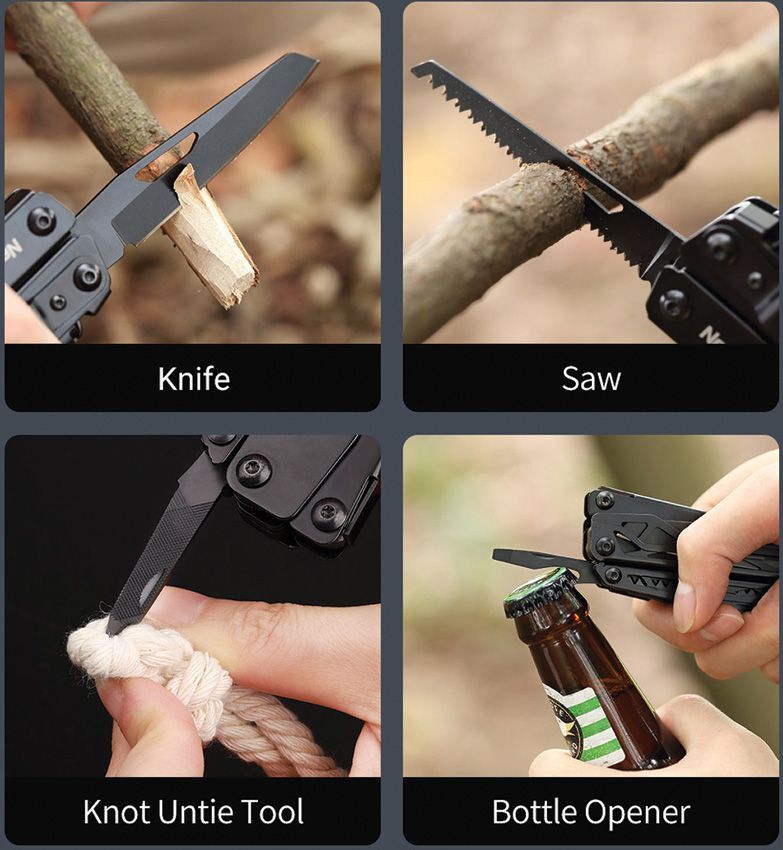 NexTool Black Knight Multi Tool ~12 Varied Tools Aluminum Handles 4.25″ Closed