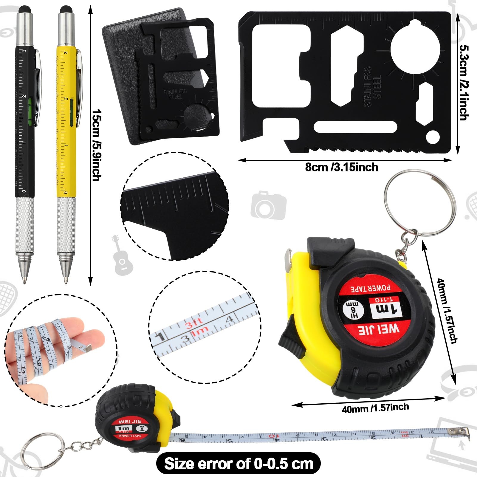 48 Pcs Mini Screwdriver Tape Keychain Set Multitool Pen Card Father’s Gifts B…