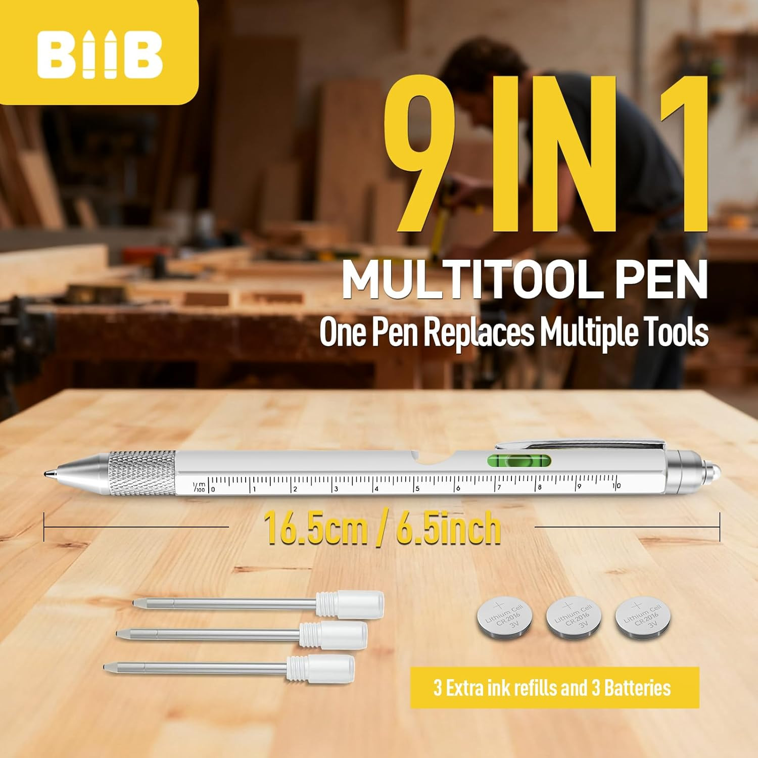 Gifts for Men 9 in 1 Multitool Pen, Stocking Stuffers for Men Teens Him, Mens Ch