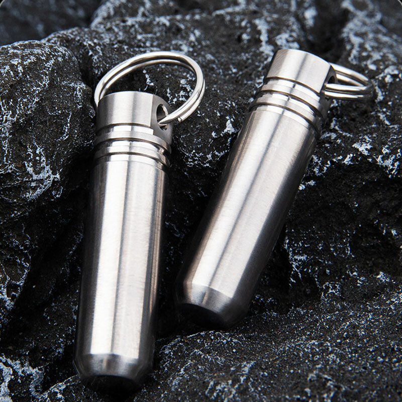 EDC Mini Titanium Alloy Keychain Waterproof Box Sealed Container Outdoor Storage