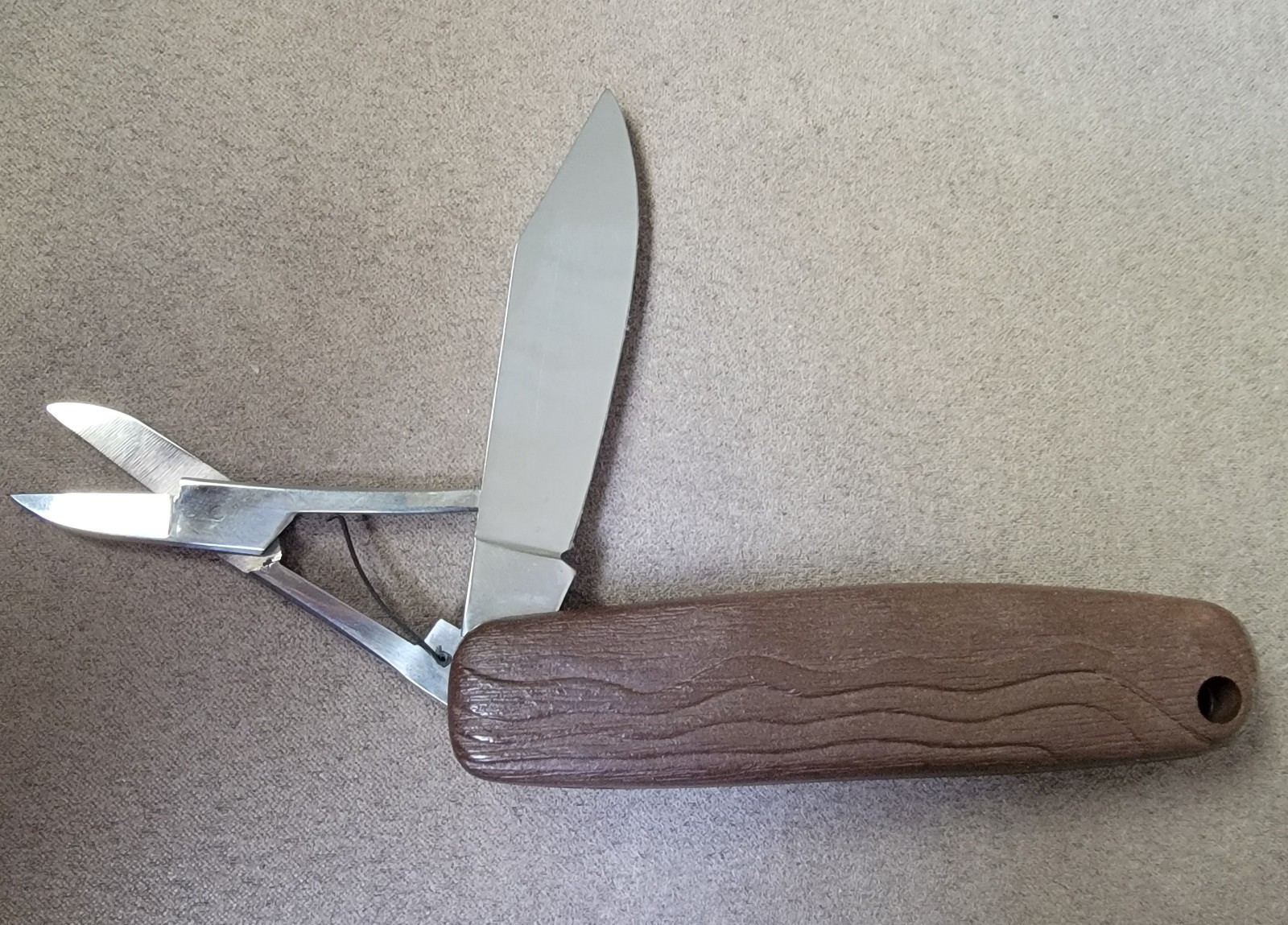 INOX SOLINGEN GERMANY Folding 3-Tool Knife/Scissors/Awl, 2.75″ Wood