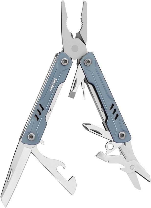 NexTool Mini Sailor Pliers Multi Tool W/Blue-Aluminum Handles 9 Tools NE20156