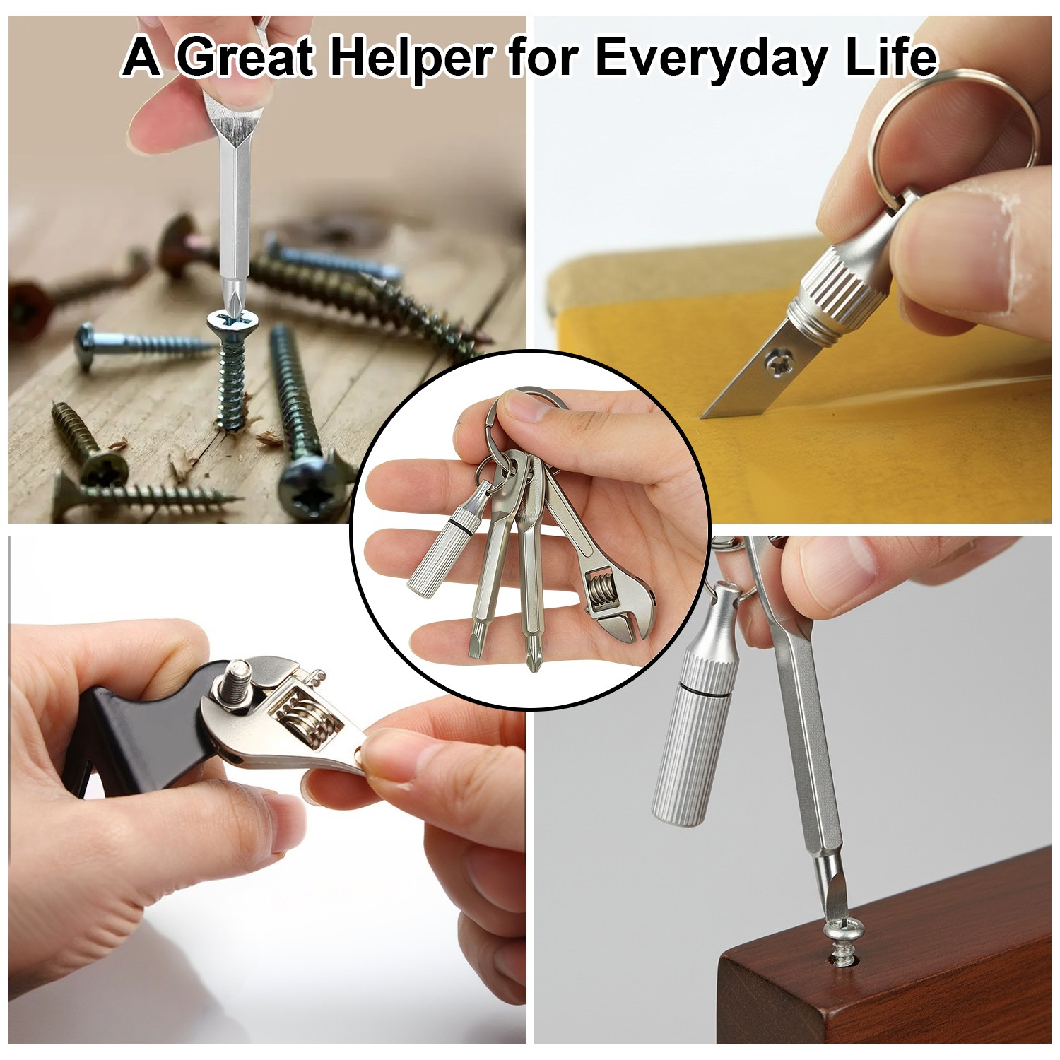 4 in 1 Portable Screwdriver Keychain Set, Multifunctional wrench keychain Tool
