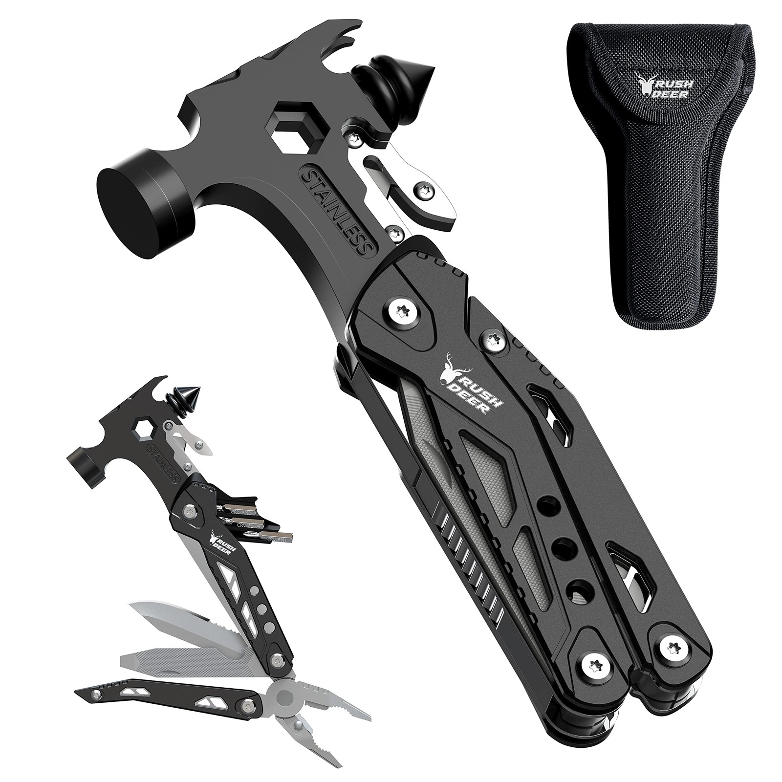 Camping Essentials Multitool,16 in 1 Multi Tool Survival Gear with Hammer, Pl…