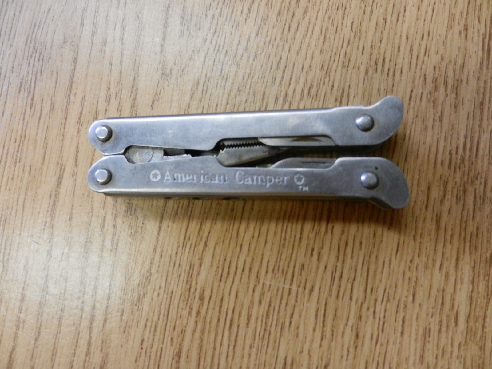 American Camper Multi Tool 4 1/4″ Long Closed 10 Tools Pliers Used No Sheath