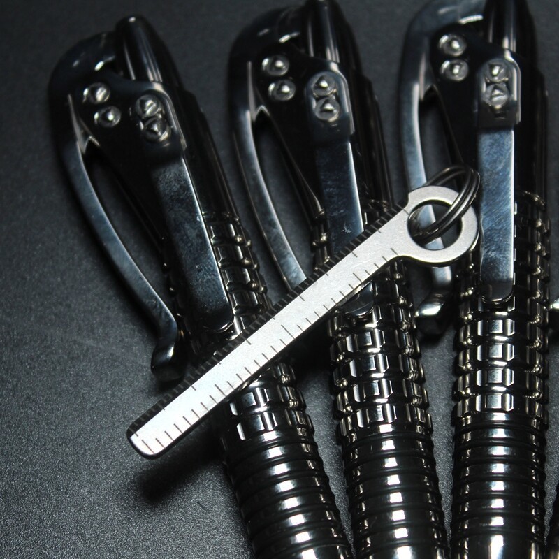 Mini Titanium Ruler CM Inch Scale Keychain Pendant Key Ring EDC Measuring Tool