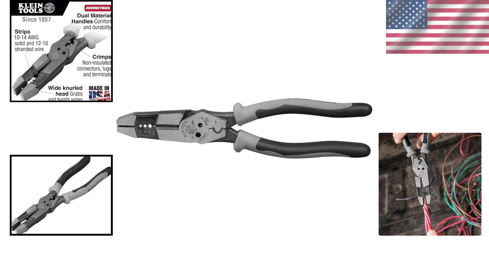 Made in USA Klein Tools J215-8CR – 8-Inch Multi-Function Pliers for Electricians