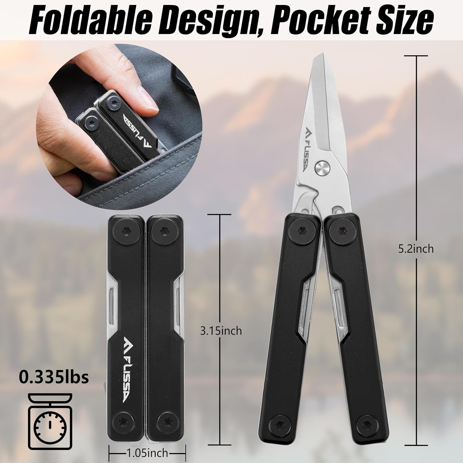 11in1 Multitool Scissors with Knife Foldable Stainless Steel Mini Multitool