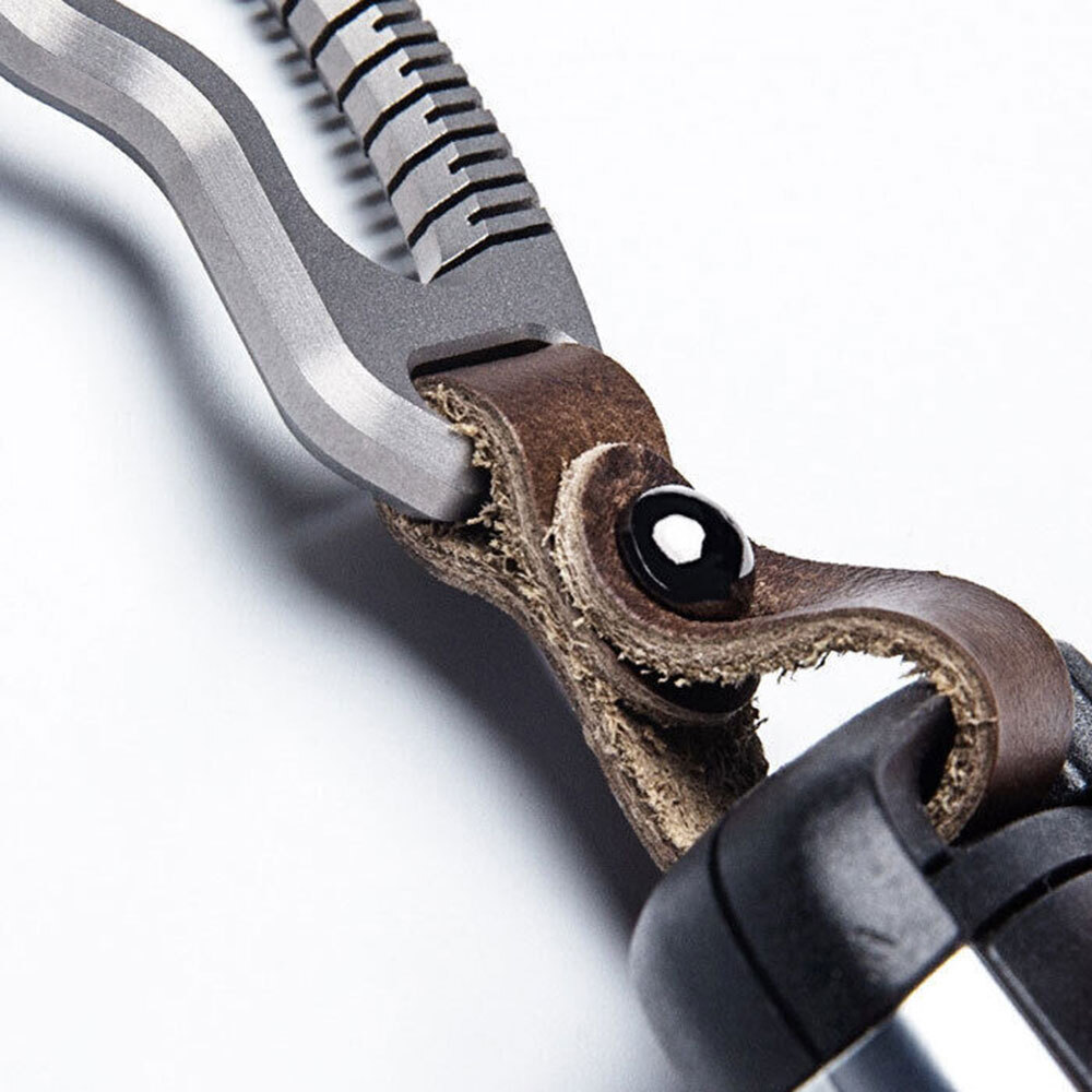 Titanium Alloy + Leather Removable Keychain Carabiner Pendant Crowbar EDC Tool