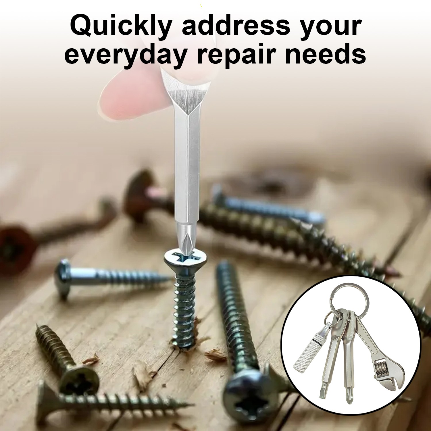 4 in 1 Portable Screwdriver Keychain Set, Multifunctional wrench keychain Tool