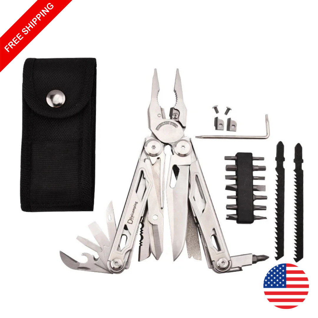 Daicamping DL30 Multi Tool Folding Pocket Knife Sheath Scissors Screw Pliers Can