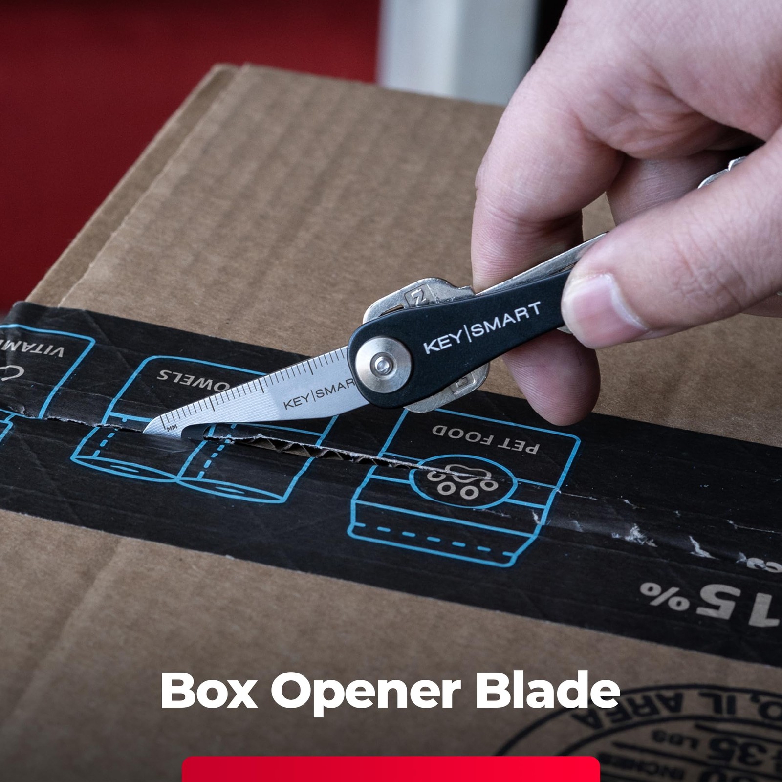 KeySmart MultiTool – 5-in-1 Multi-Purpose Keychain Tool with Box Opener, Rule…