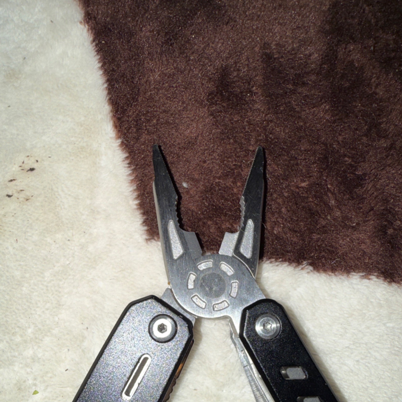 Black Silver Stainless Steel Multi-Tool Plier Knife Saw Carabiner Clip