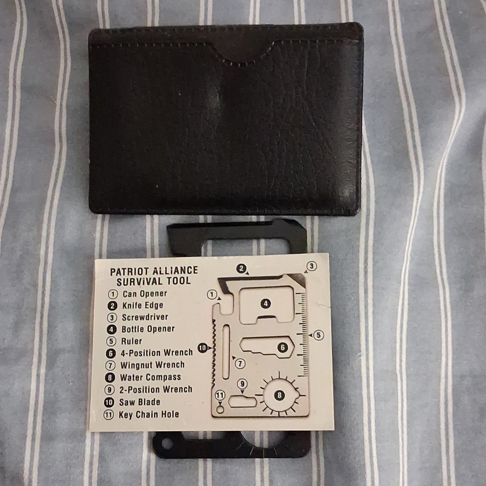 Patriot Alliance Survival Tool Multi-Tool 11-in-1 Metal Card Black