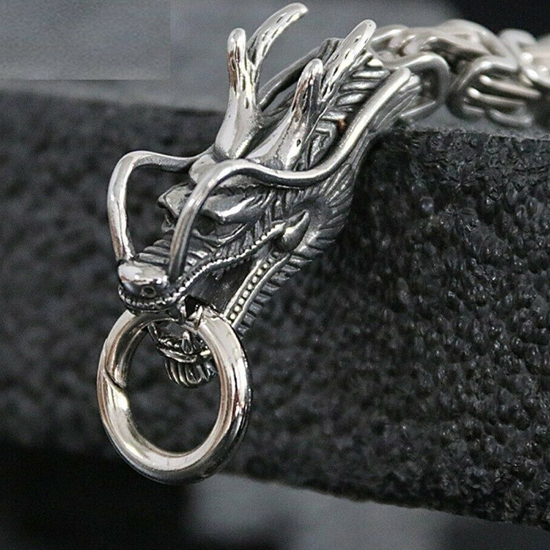 Men Stainless Steel Bracelet Self-defense Survival Dragon Necklace Chain