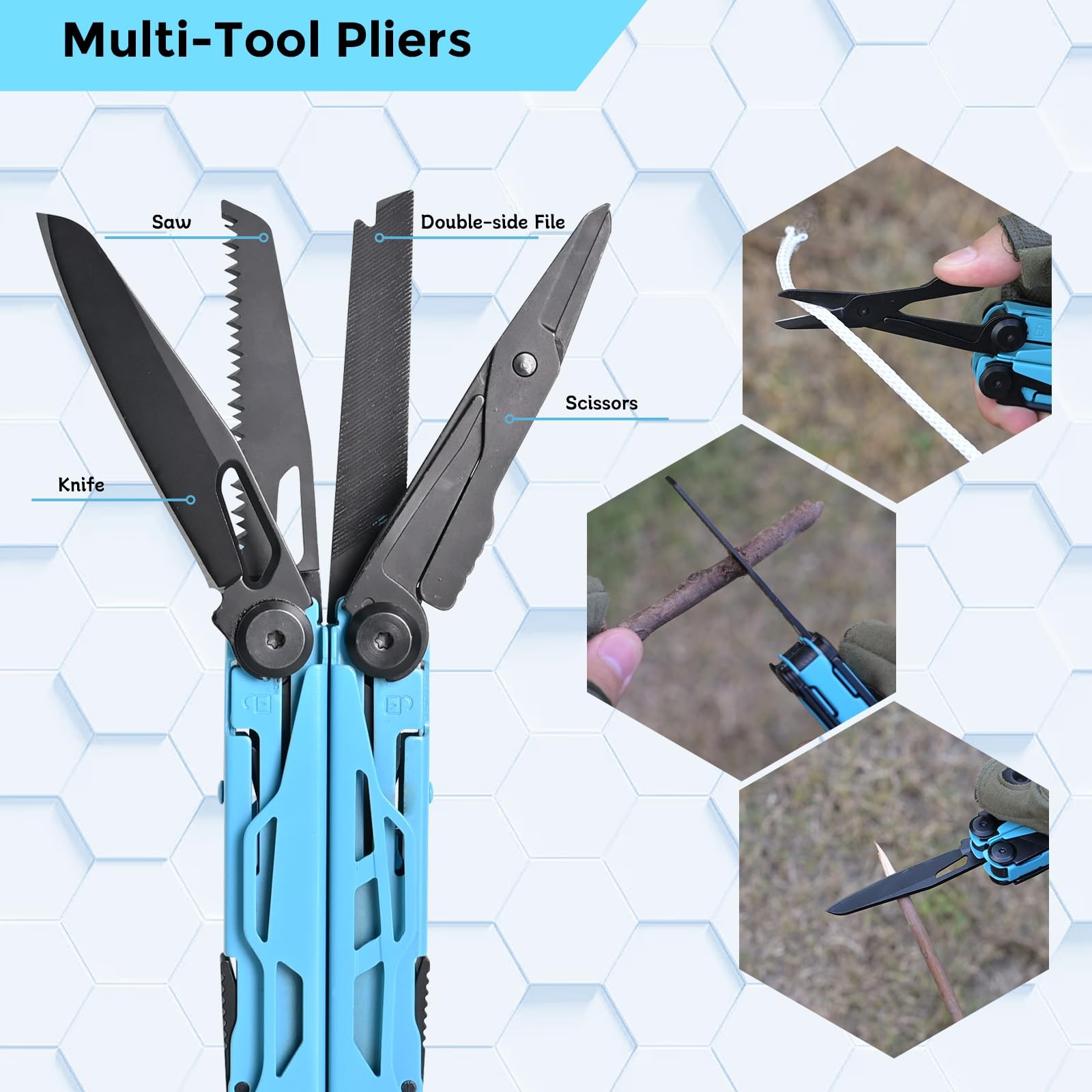 Multitool with Pocket Knife, 25-in-1 Stainless Steel Pliers and Screwdriver, …