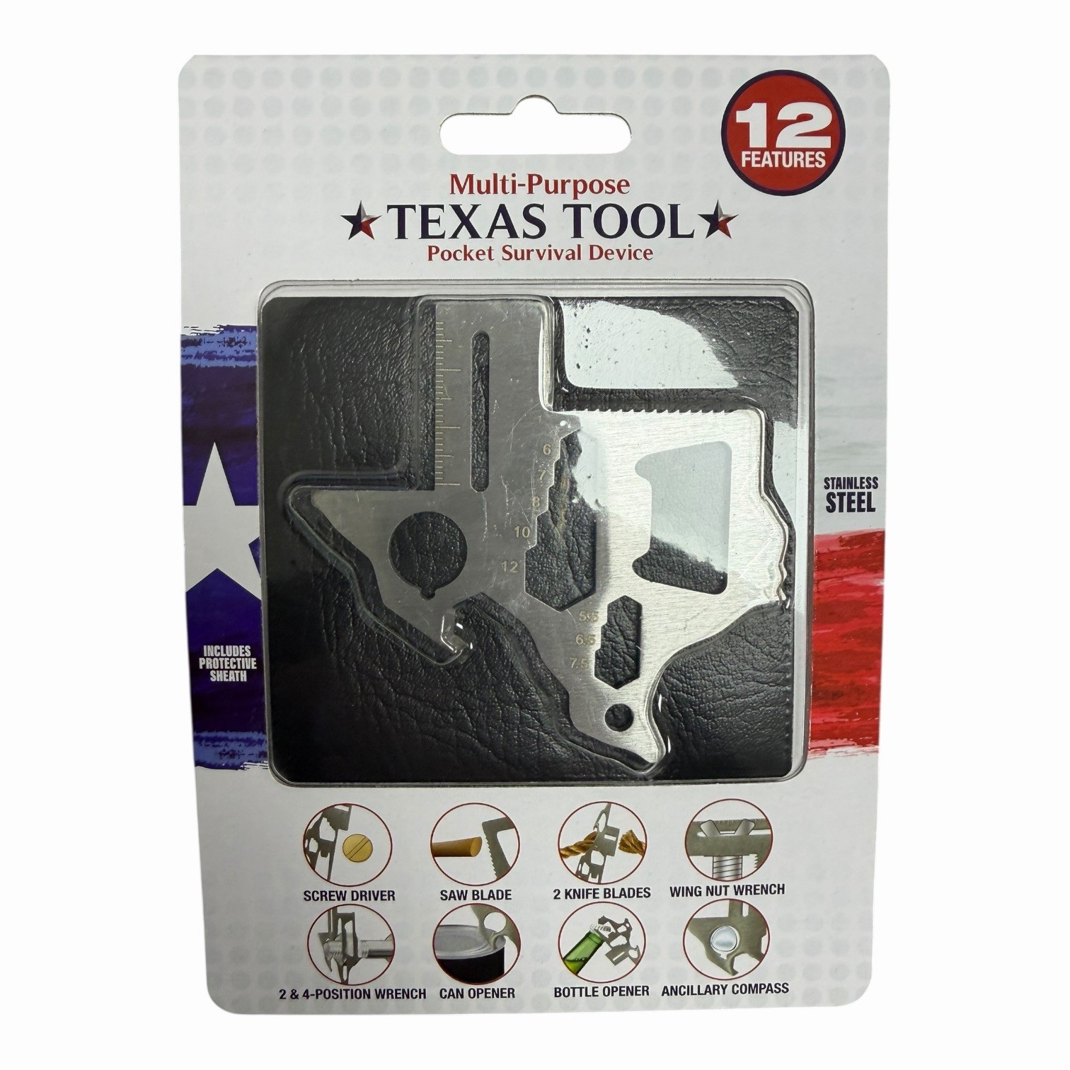 Set Of 3 Multi-Purpose Texas Tool Pocket Survival Device 12 Features
