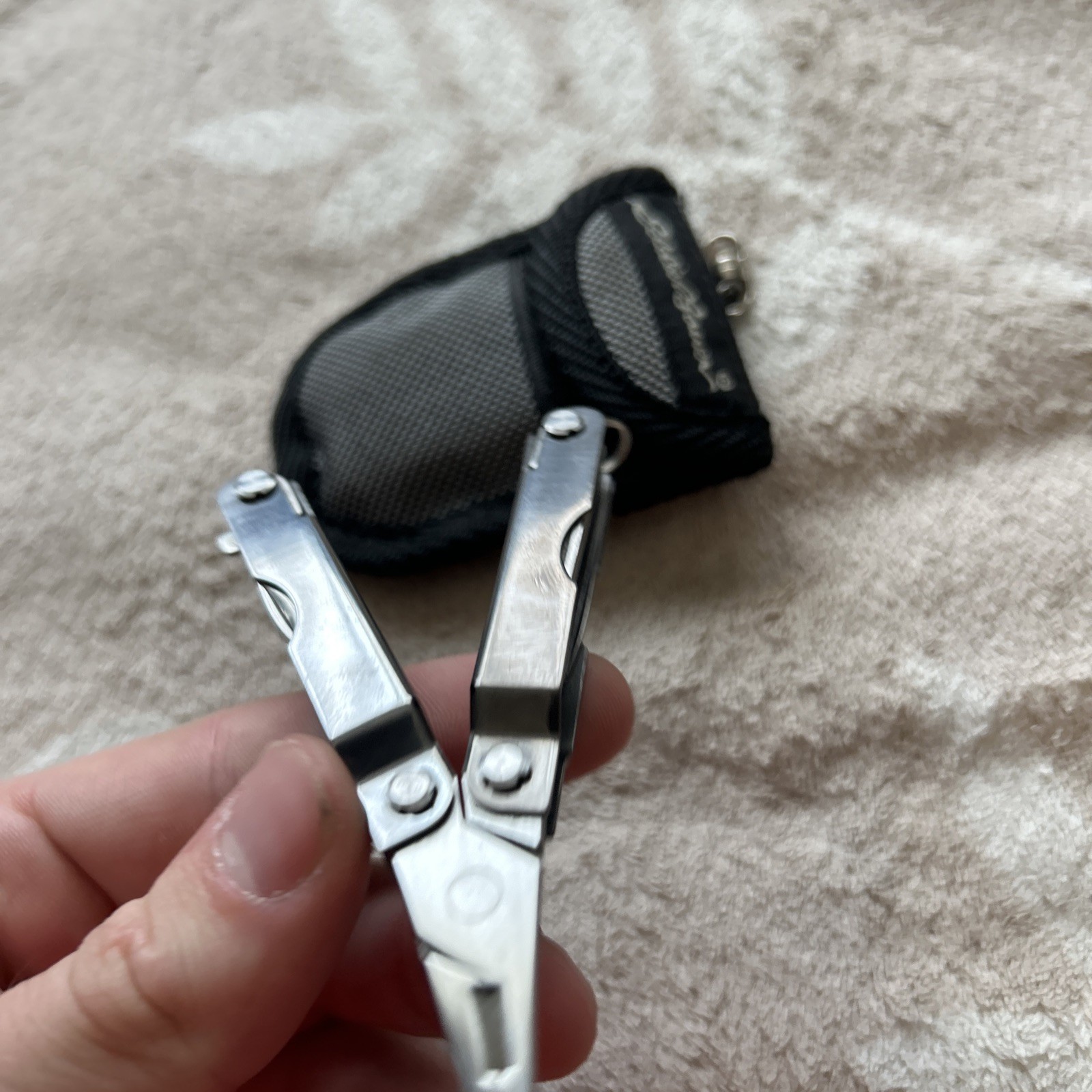 Eddie Bauer Silver Multi-Tool With Grey & Black Sheath Multi Bit Screwdriver 2”