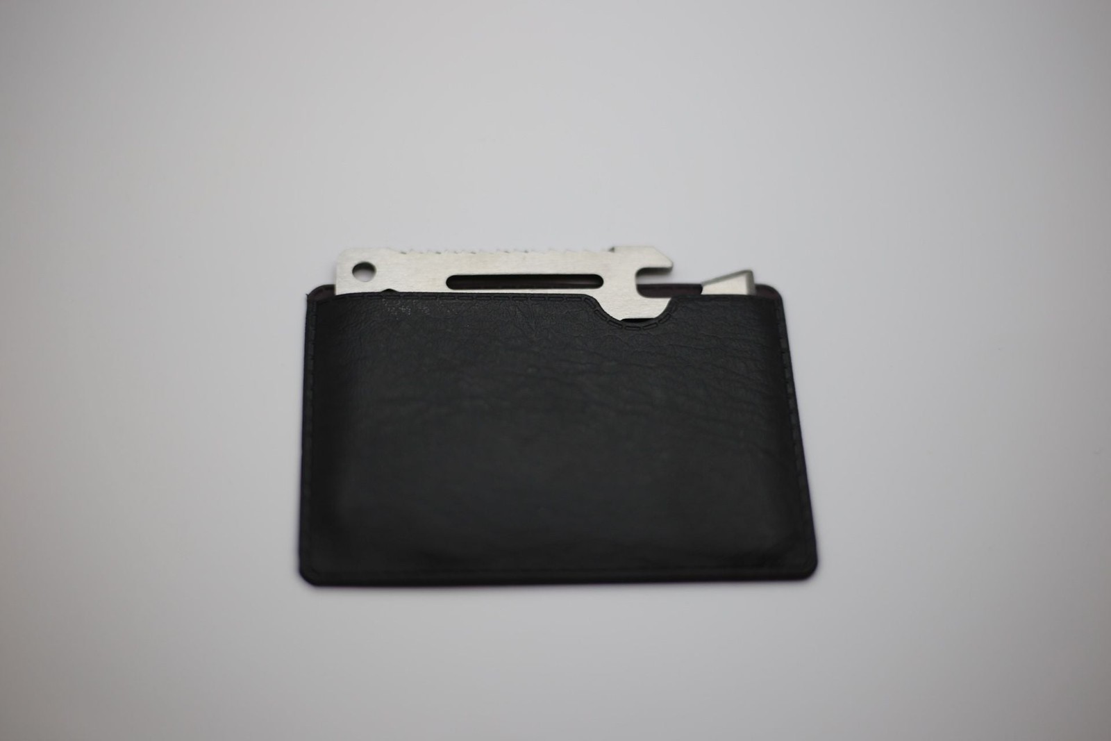11-in-1 Stainless Steel Credit Card Survival Tool with Leather Pouch