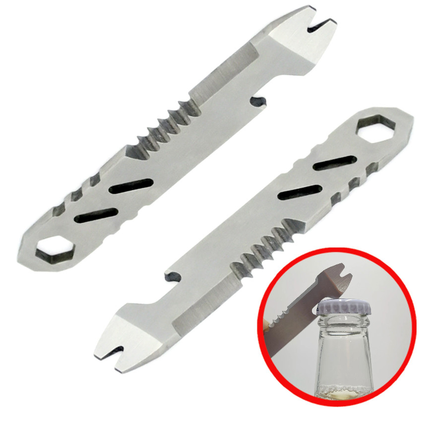1pc Mini Stainless Steel EDC Crowbar Multi-Function Allen Wrench Bottle Opener