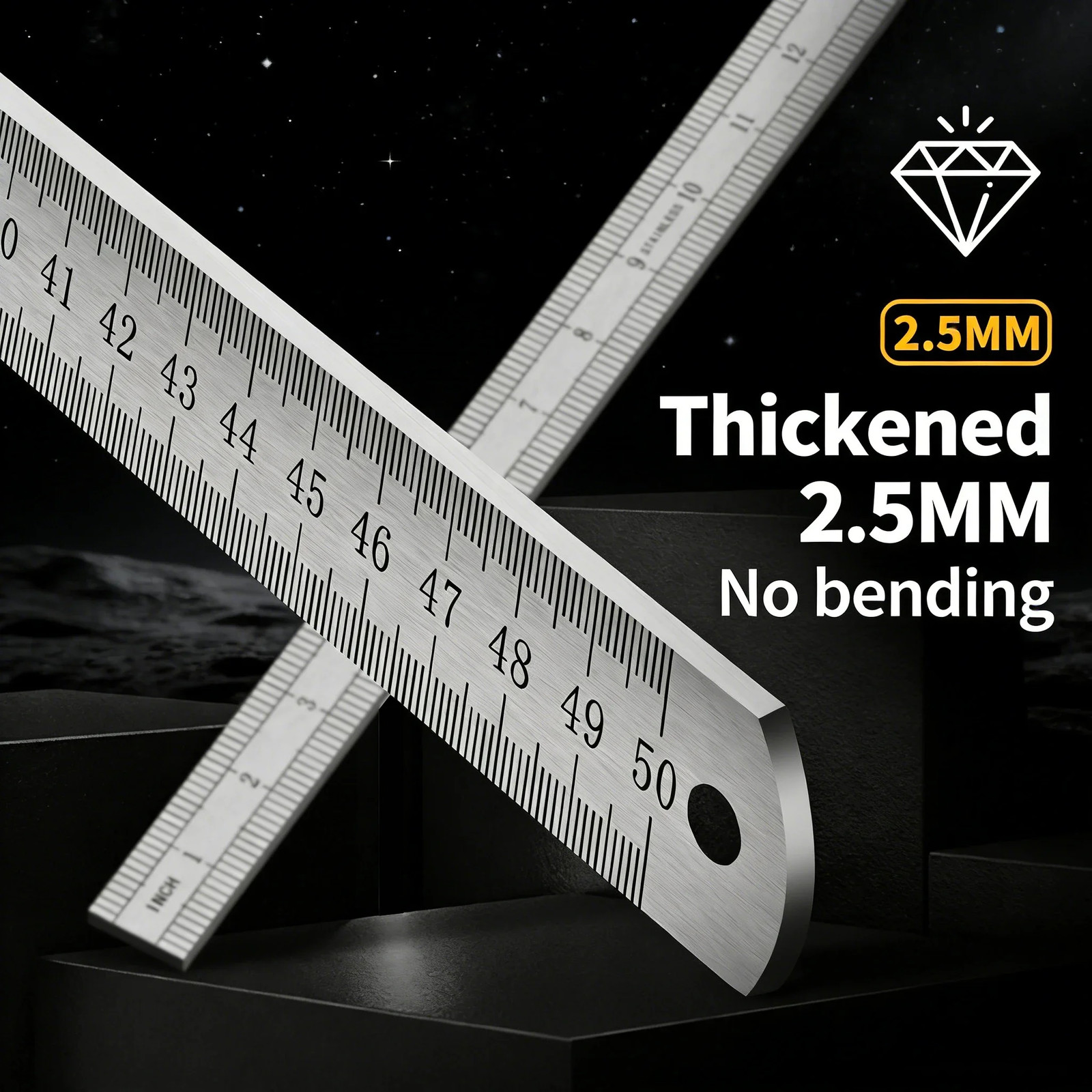 2.5Mm Forged Longquan Steel Ruler – 50Cm Multi-Purpose Car Tool with Thickened D