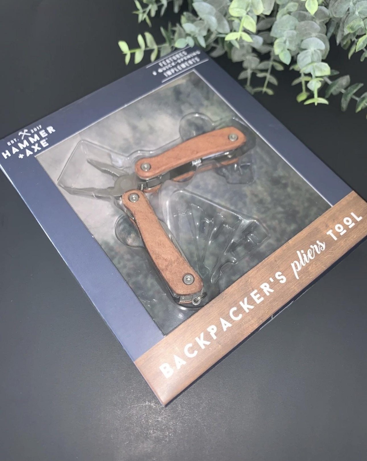 Hammer + Axe Backpacker’s Pliers Multi-Tool Wood Handle Camping EDC New In Box