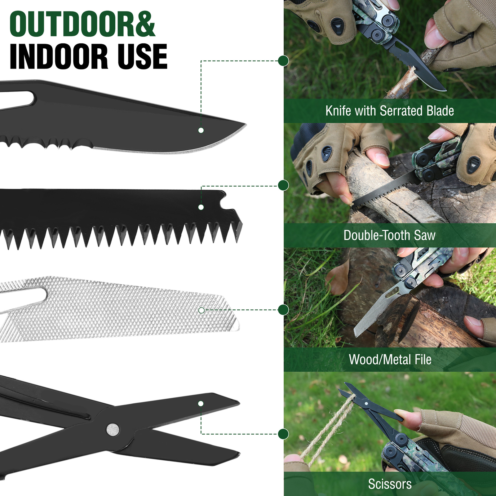 18 in 1 Camo Multitool Pliers Stainless Steel EDC Gear with Sheath Portable
