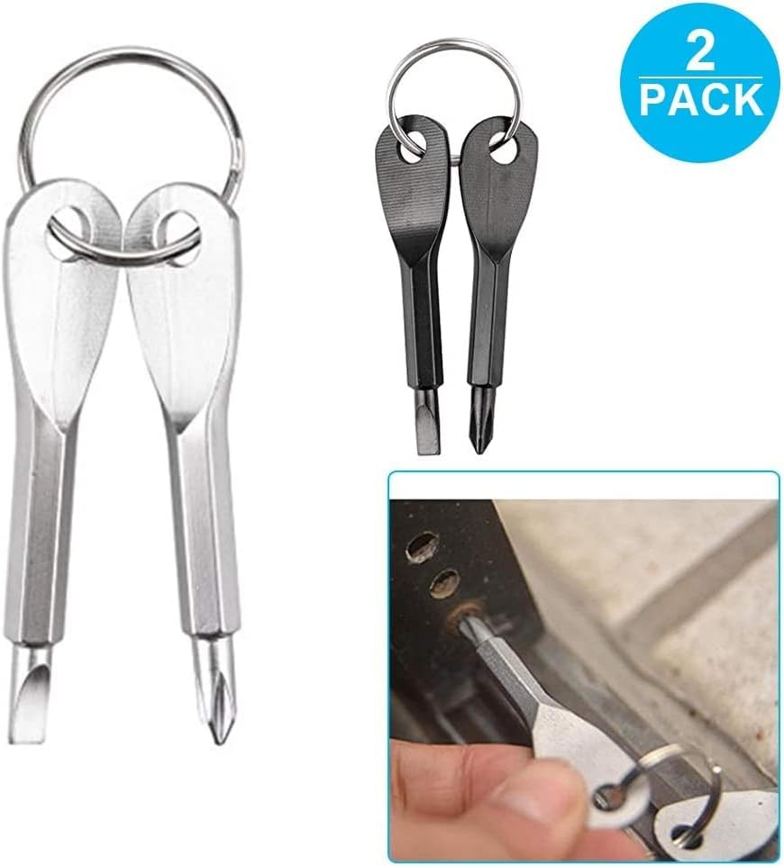 4PCS Mini Pocket Screwdriver Set Keychain Outdoor Tool Kit Stainless Steel Black