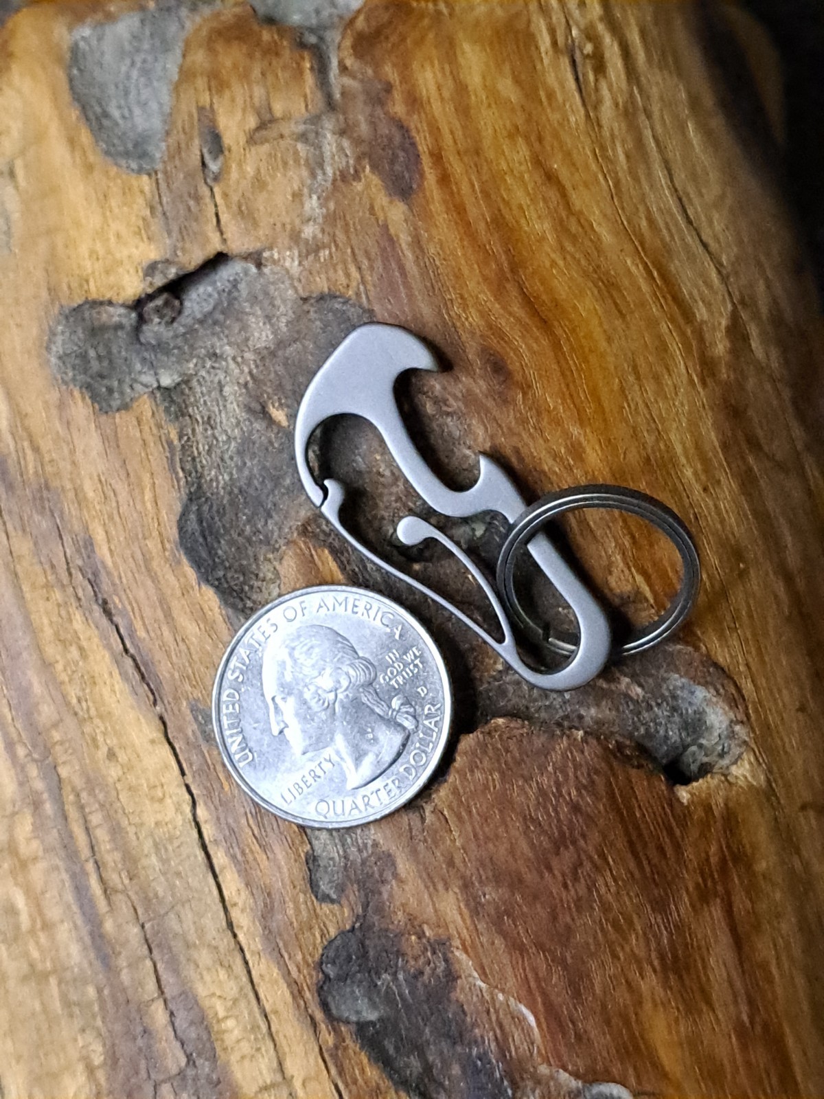 Pro Mini Minimalist Titanium Carabiner Keychain With 20mm Titanium Keyring