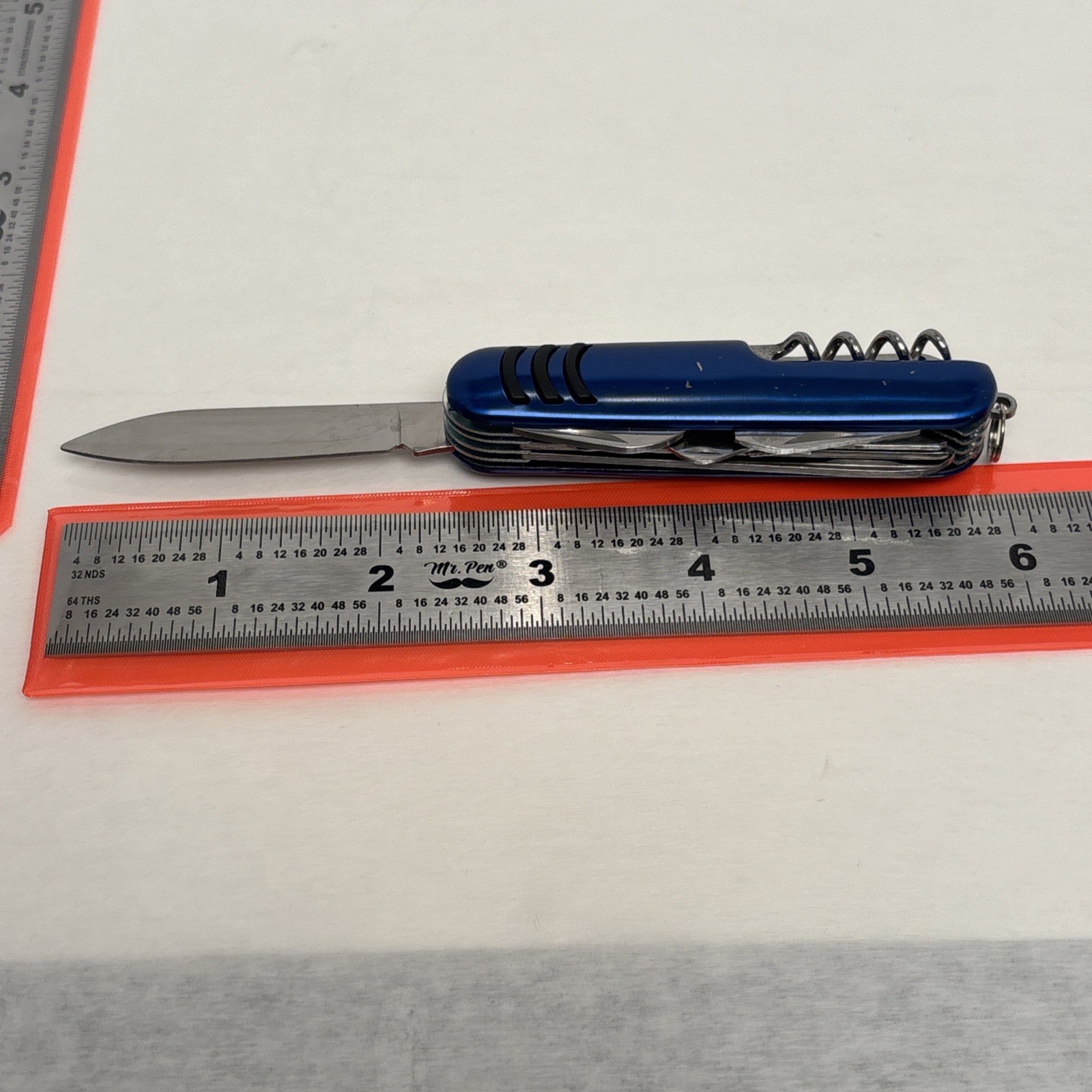 Multi-Use Pocket Knife with Survival Tools Blue w/ Black Accents Camp Hunt Fish