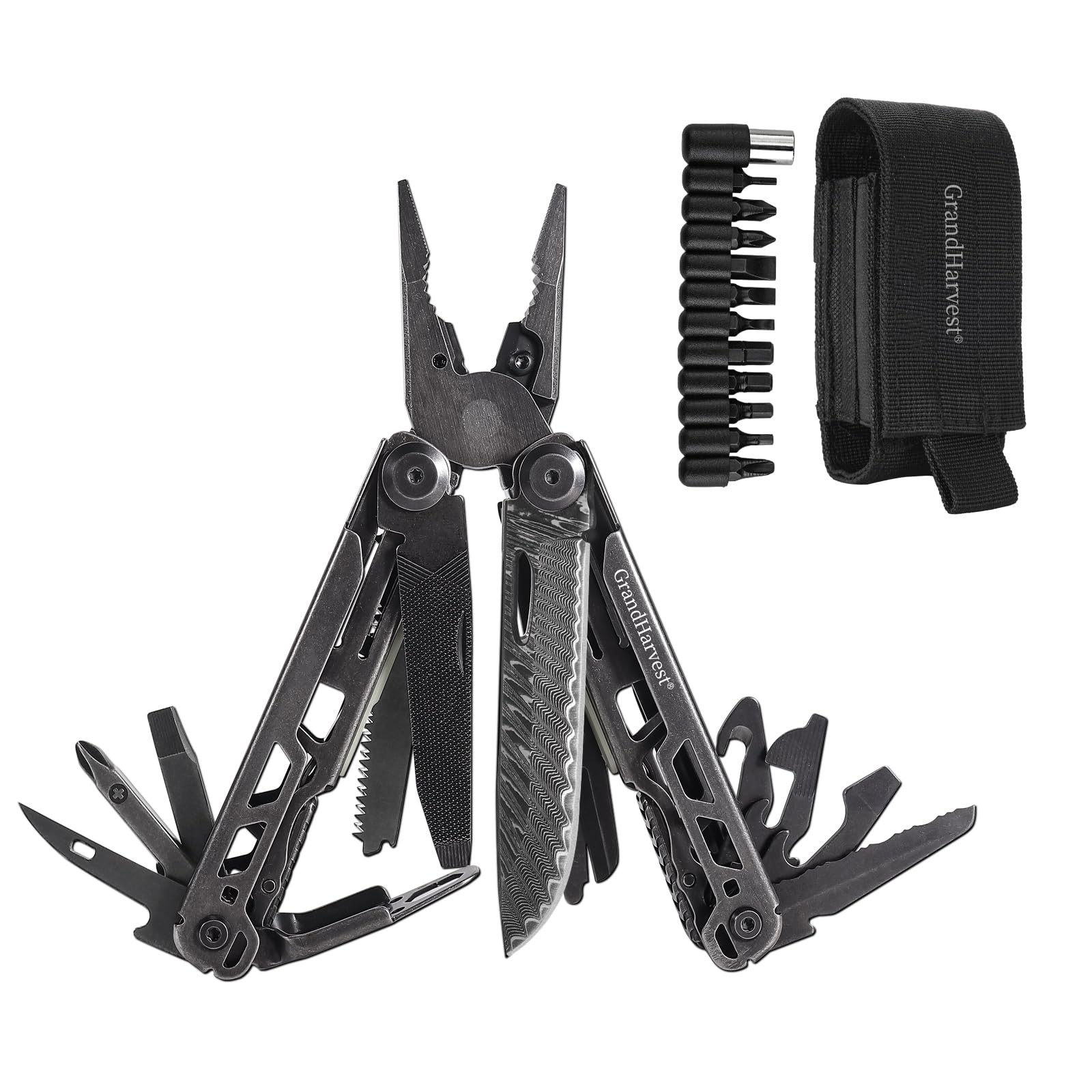 Multitool, 25-in-1 Spring Loaded Pliers Multi Tool, Each Tools with Safety Lo…