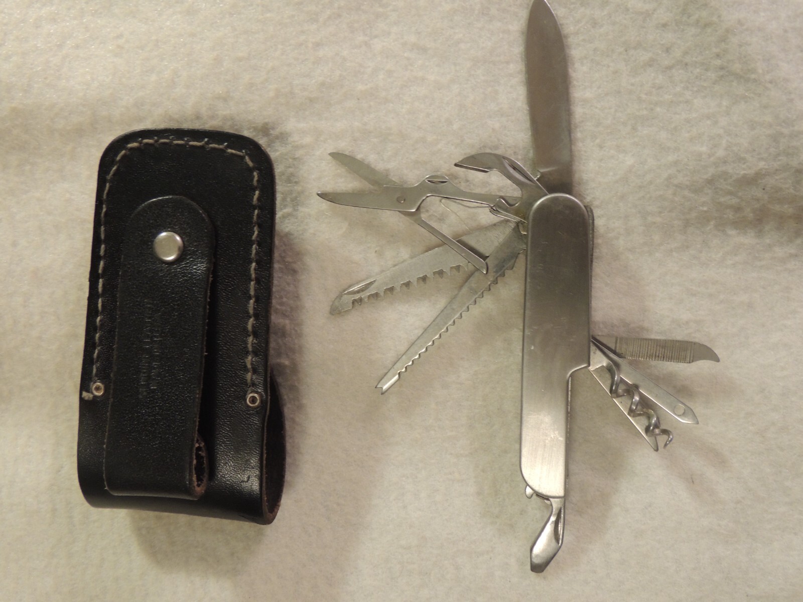 Multi Tool Folding Pocket Knife 2.5″ Blade Stainless with Leather Belt Holder