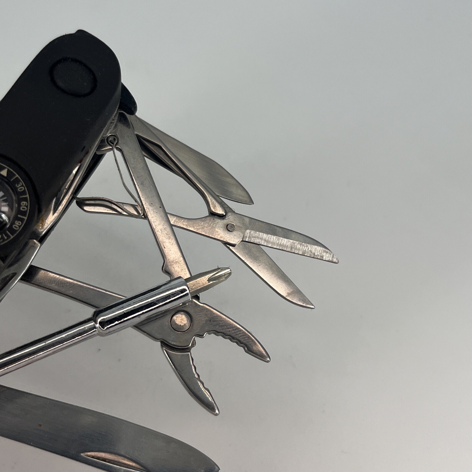 EDDIE BAUER BLACK COMPASS SCREWDRIVER Pocket Knife Multi Tool – Stainless Steel