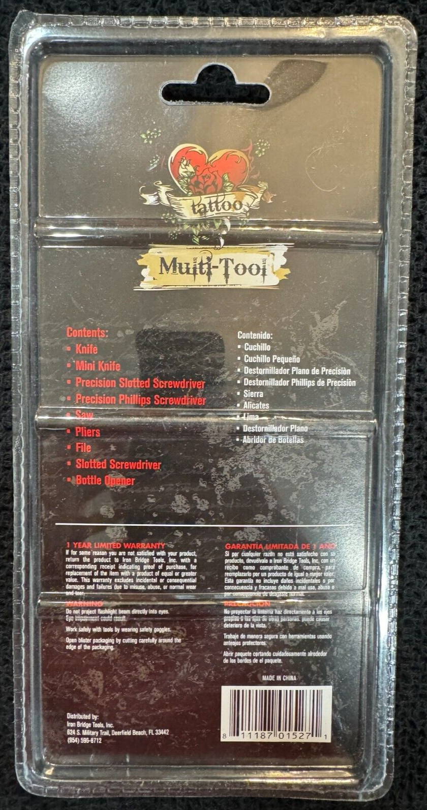 Iron Bridge Tools – Tattoo 9 in 1 Multi Tool – Peace design – New in Packaging