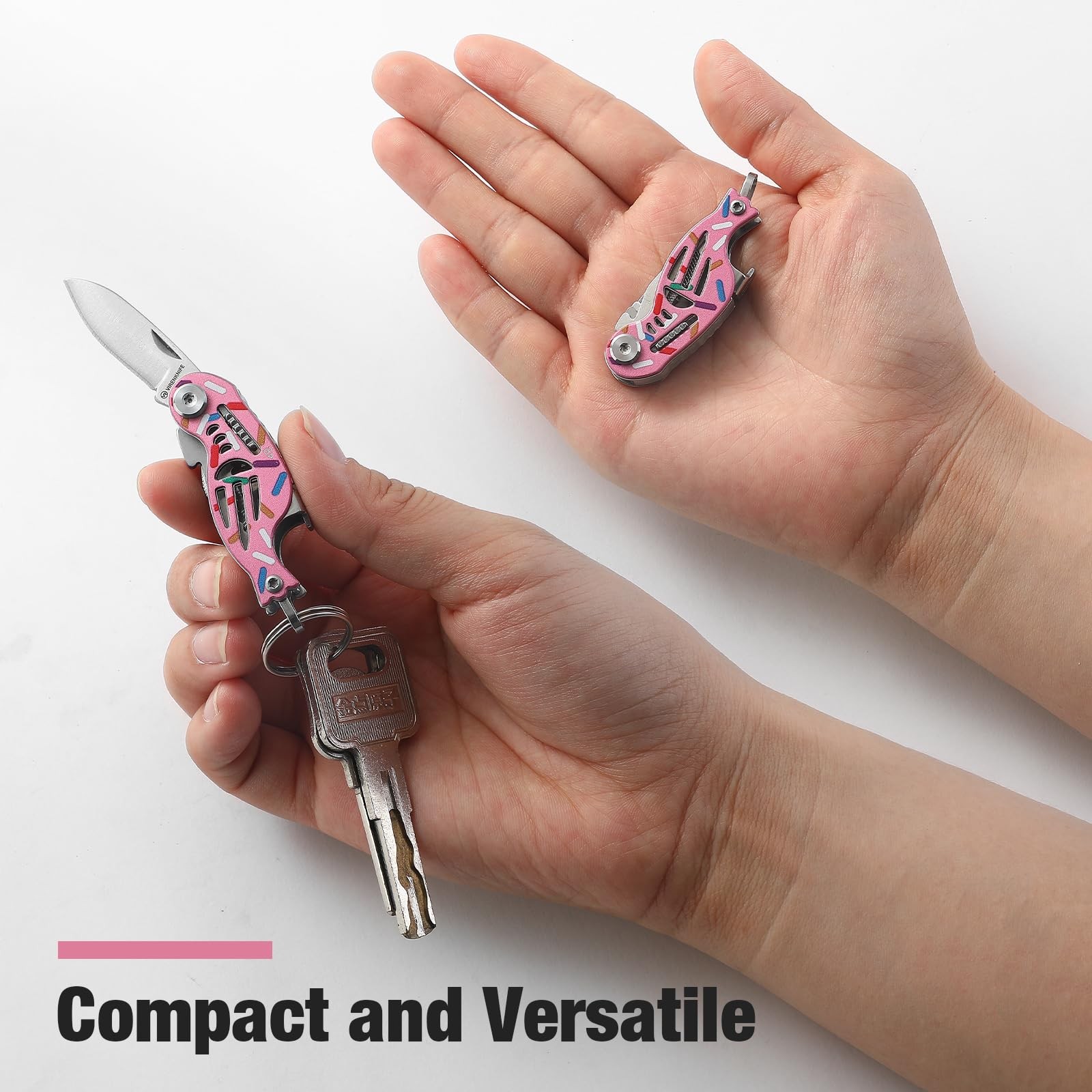 VIRENKNIFE Folding Pocket Utility Knife,Keychain Knife，9 in 1 Multitool，Packa…