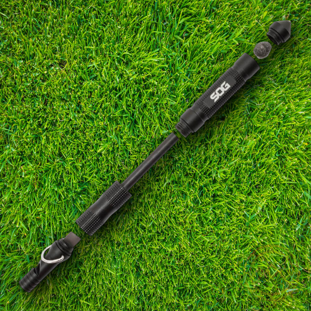 SOG Multi Tool Flint Glass Breaker Whistle Ferro Rod Steel Striker Wool Tinder