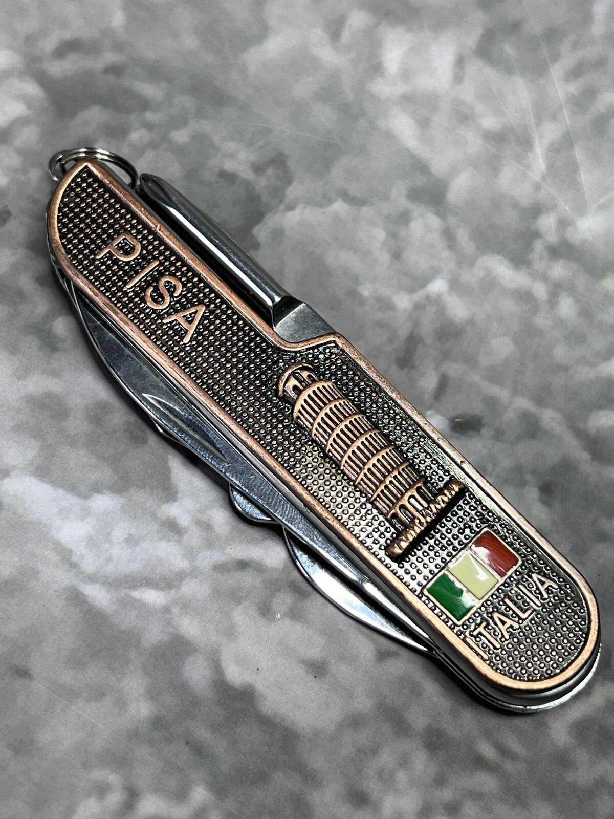 Italia Italy Souvenir Vtg Multi Tool Pocket Tactical Camping Folding Knife #1709
