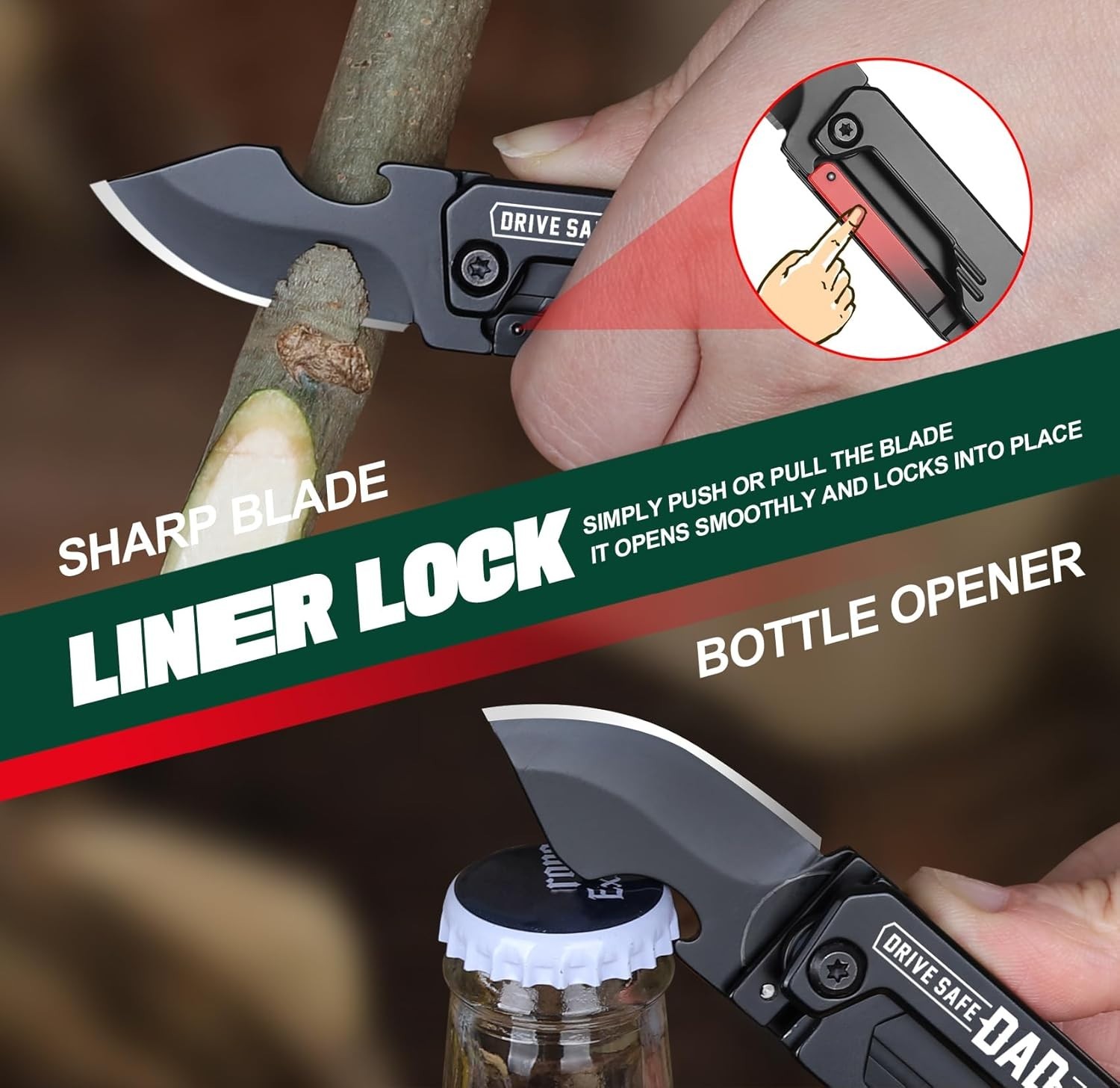 Portable 10-in-1 Keychain Tool, Gifting Options says (Drive Safe DAD-I Love You)
