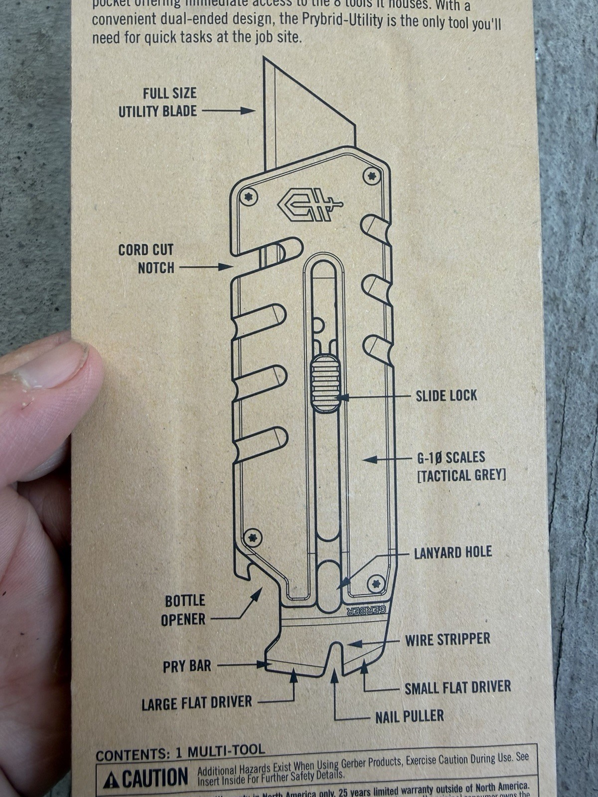 GERBER PRYBRID UTILITY KNIFE RAZOR MULTI-TOOL EDC WITH BOTTLE OPENER, NEW!
