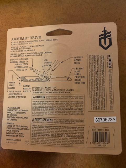 GERBER Gear Armbar Drive 8-in-1 Multi-Tool Urban Blue 31-003704 NEW