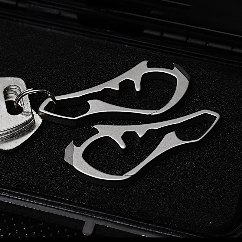 EDC Titanium Alloy Keychain Carabiner Waist Fast Hanging Buckle Bottle Opener
