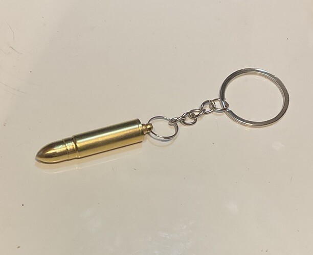 Figural Mini Brass Storage with Screw Out Tiny Spoon Keychain Stealth READ*
