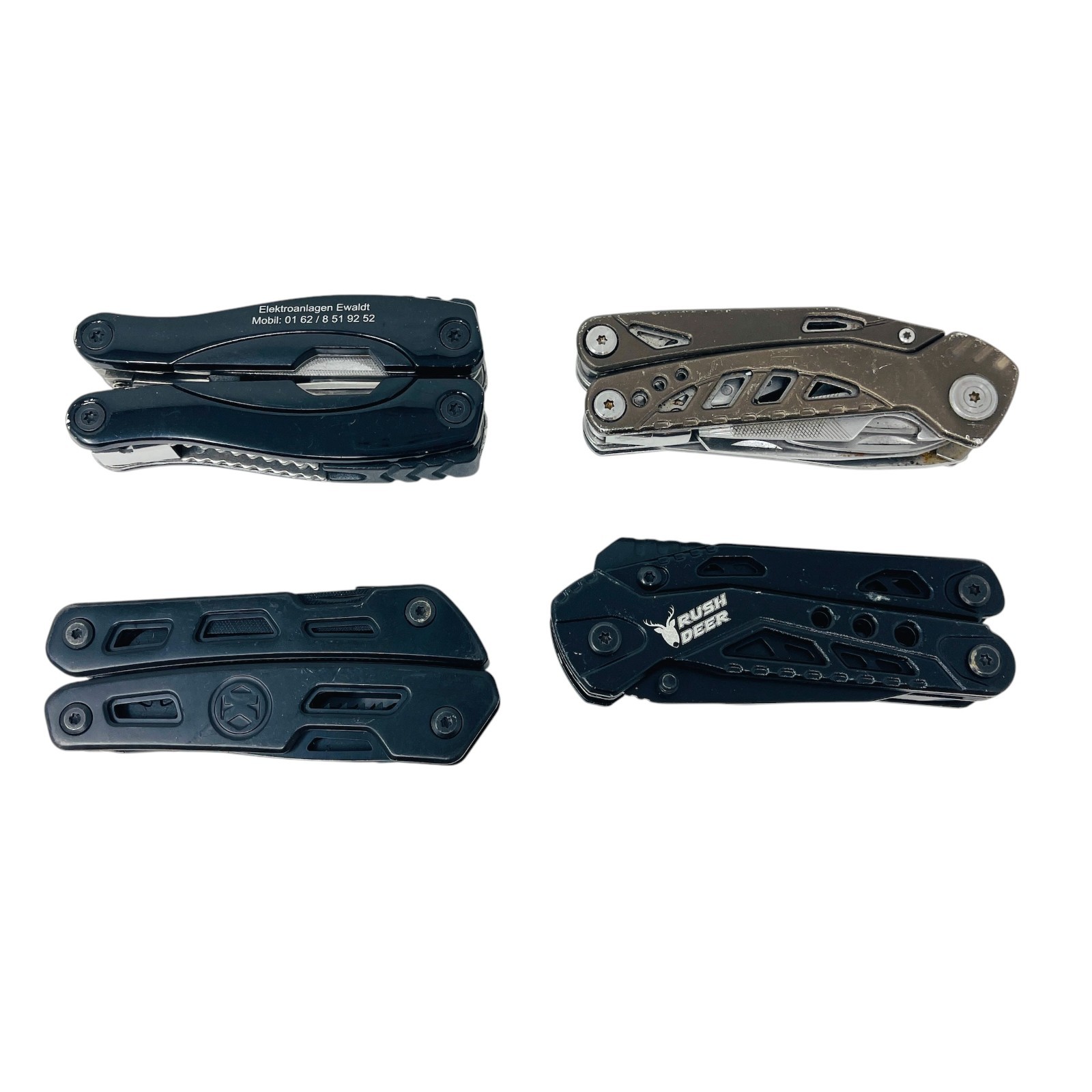 Rush Deer, Unbranded Skeleton Style Folding Pliers EDC S Multi-Tool Lot, 4 Pcs