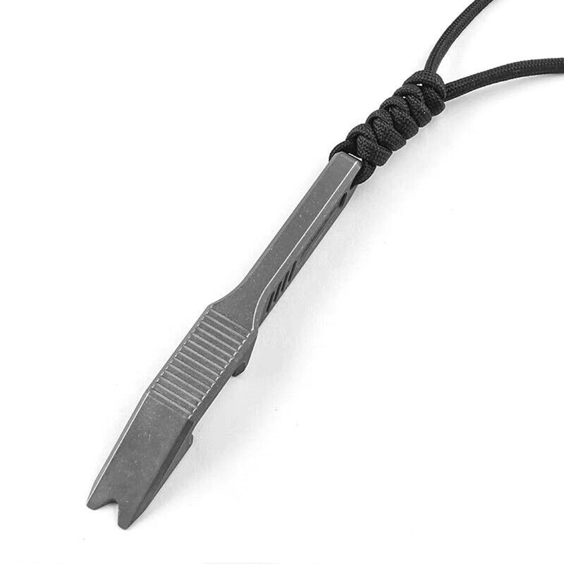 EDC Titanium Alloy Tactical Multi Tool Pry Bar Crowbar Opener W/ Umbrella Rope