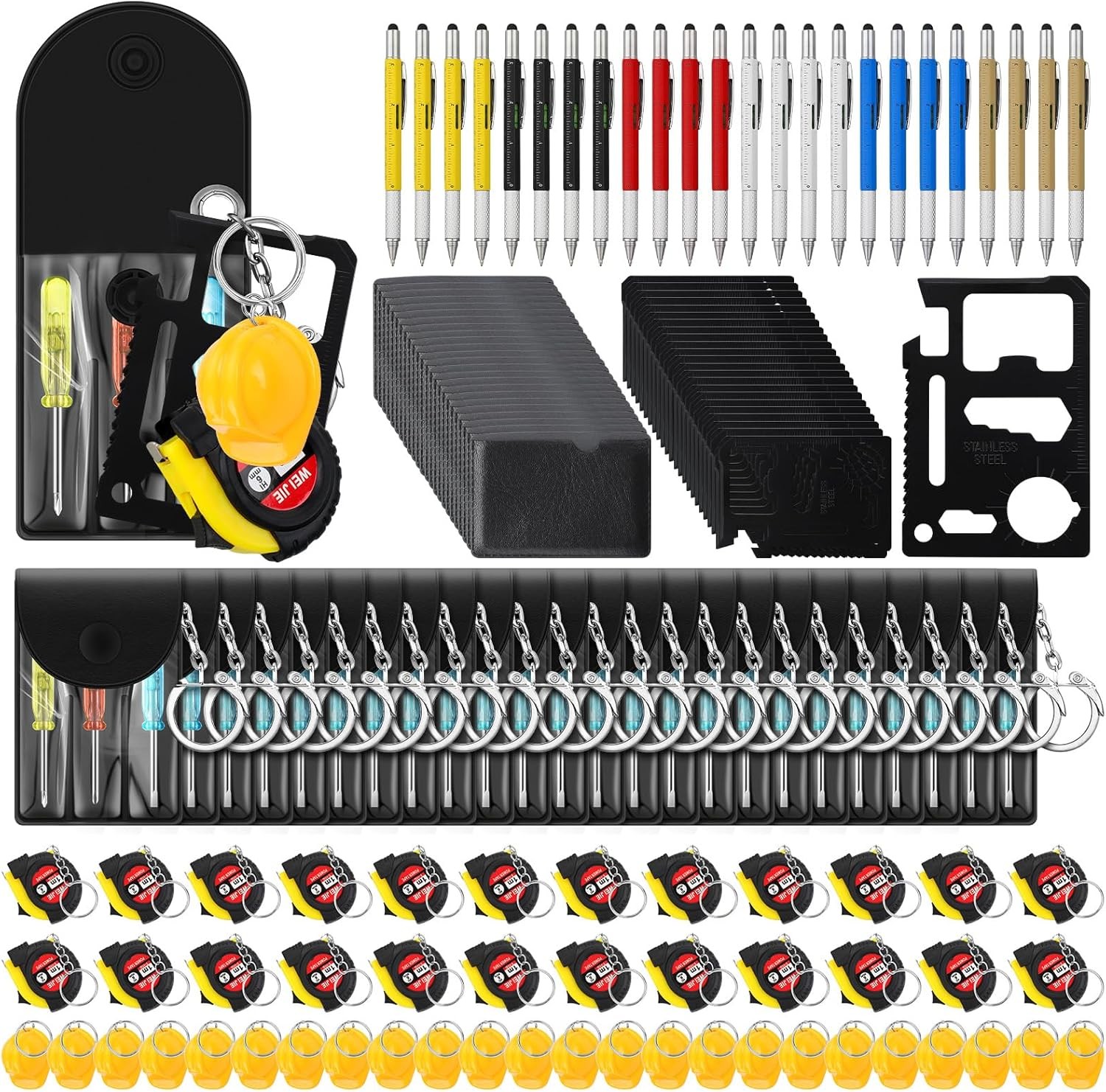 30 Pcs Mini Tape Measure Screwdriver Helmet Set Multitool Pen Credit Card