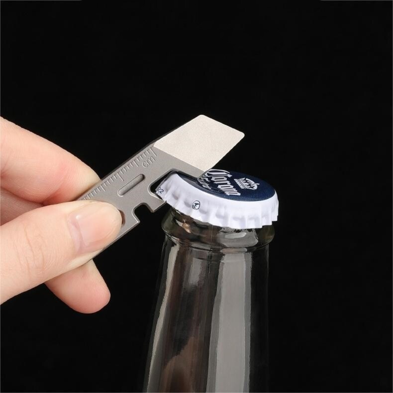 Mini Titanium Pry Bar Crowbar EDC Can Bottle Opener Screwdriver Wrench Keychain
