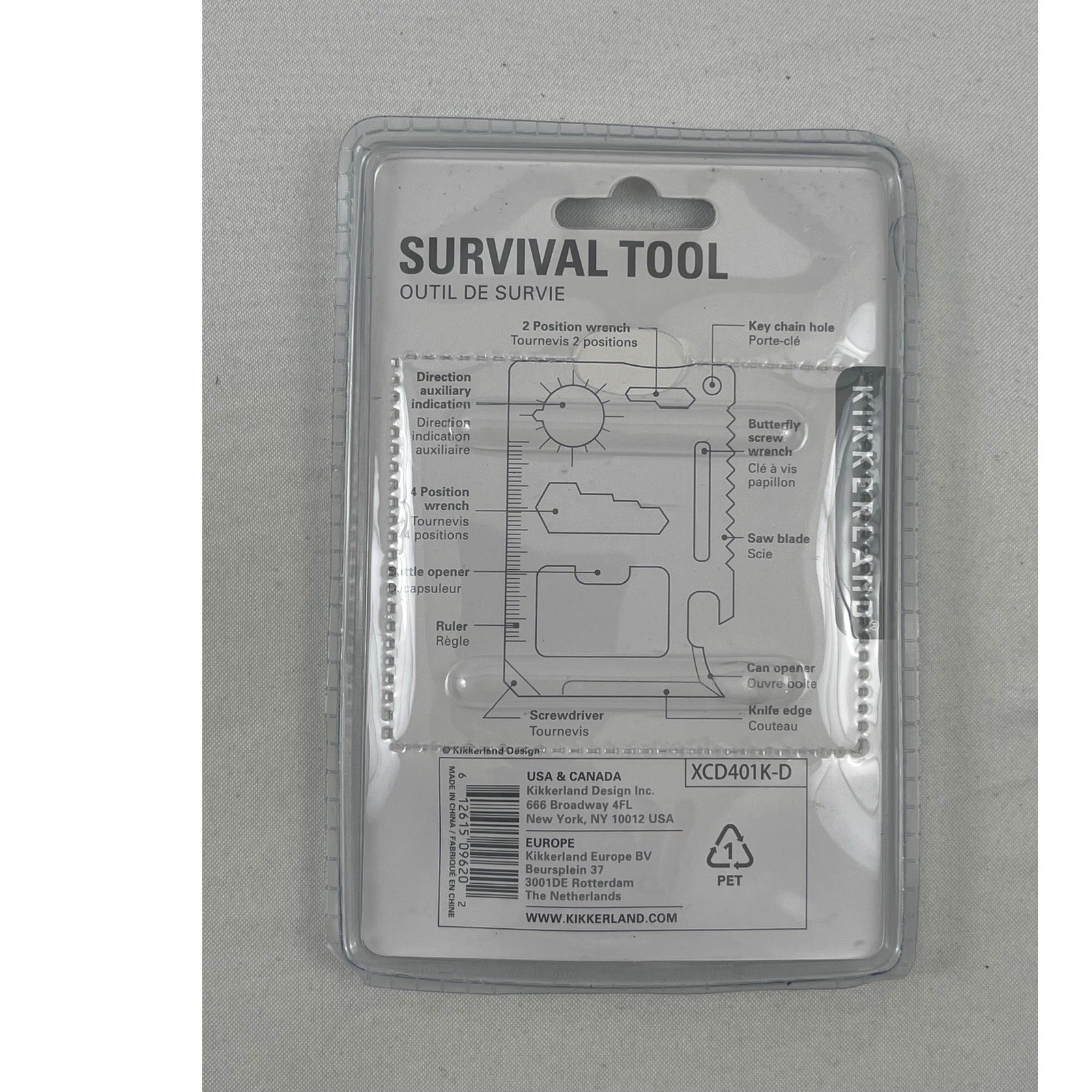 Kikkerland 11-in-1 Stainless Steel Survival Multi-Tool Card XCD401K-D New
